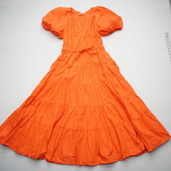 Ulla Johnson Olina Tiered Puff Sleeve Midi Poplin Dress Size 6 - Picture 4 of 12